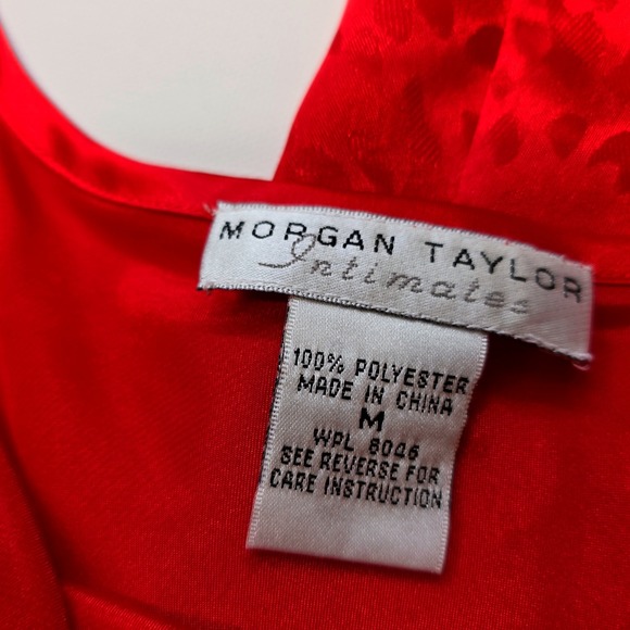 Y2K Morgan Taylor Intimates Red Satin Pajama Set Tank Top & Pants Women's M - Picture 3 of 5
